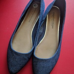 Christian Siriano denim flat shoe